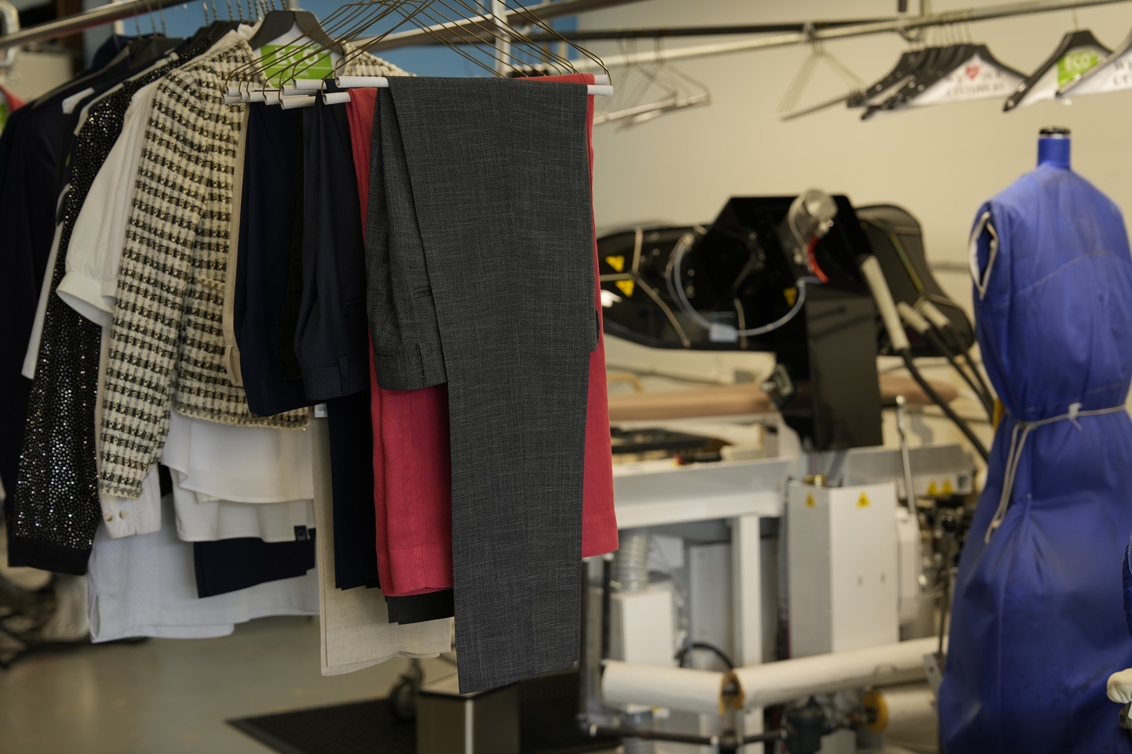 Professional garment cleaning in the Sky Cleaners work area